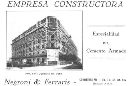 Anuncio de la constructora del Palacio de los Patos publicado en la revista El Arquitecto Constructor de diciembre de 1928