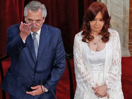 Alberto Fernández y Cristina Kirchner en la apertura del 140 período de sesiones legislativas