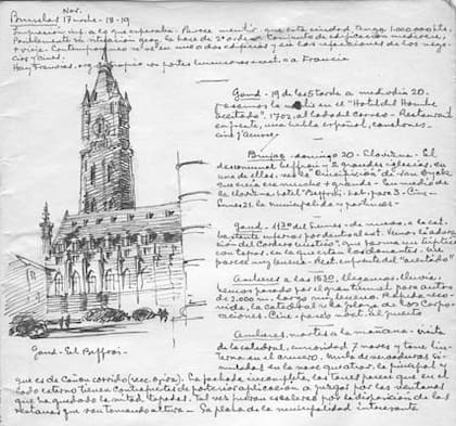 Apuntes realizados durante el viaje de egresados de Mario Roberto Alvarez por Europa, junto con Alicia Anzorena