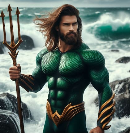 Aquaman imaginado por la inteligencia artificial de Copilot