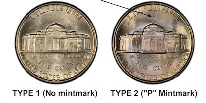 Aquellos ejemplares con la marca de ceca "P" pueden alcanzar valores elevados debido a que previo a la Segunda Guerra Mundial la marca de ceca no era parte del diseño