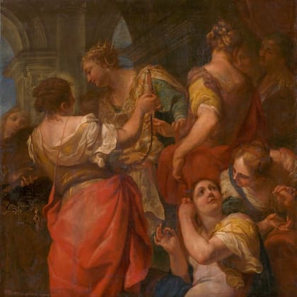 Aquiles y las hijas de Licomedes, pintado por Antonio Molinari circa 1680