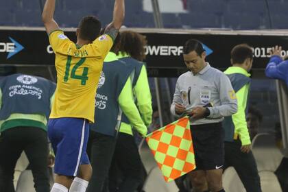 Aquino, durante el cruce entre Brasil y Venezuela, por la Copa América