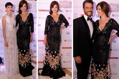 Araceli González, impactante en un vestido de Javier Saiach, se mostró feliz junto a su marido Fabián Mazzei y a sus hijos