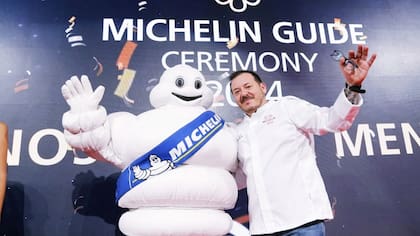 Aramburu en la ceremonia de premiación de la guía Michelin, en noviembre.