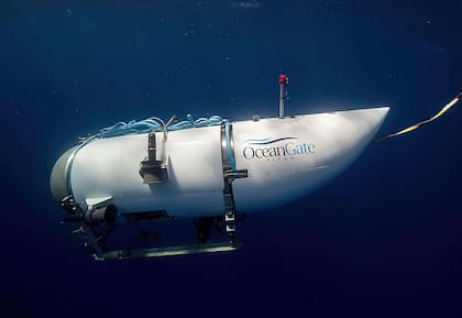 ARCHIVO: En esta imagen, proporcionada por OceanGate Expeditions, se muestra un sumergible llamado Titan utilizado para visitar el lugar del hundimiento del Titanic. (OceanGate Expeditions vía AP)