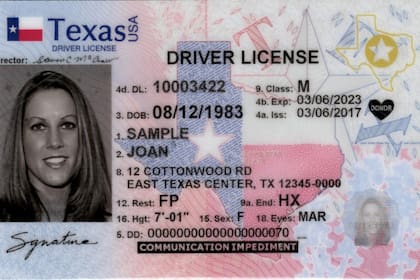 (Archivo). La Real ID en Texas presenta una estrella dorada en la esquina superior derecha