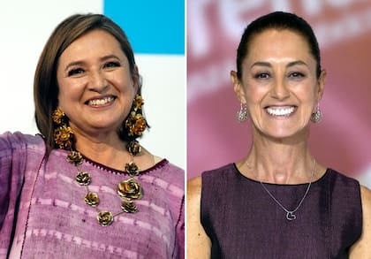 ARCHIVOS - Xochitl Gálvez y Claudia Sheinbaum se han mantenido en el primer y segundo lugar de las encuestas. (Foto AP/Fernando Llano, Archivos)