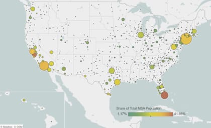 Áreas metropolitanas de residencia de inmigrantes en EE.UU.