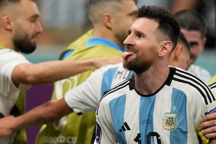 Argentina vs Países Bajos por los cuartos de final de la copa de mundo Qatar 2022 en el estadio Lusail de Doha
Lionel Messi convierte su celebra su gol
