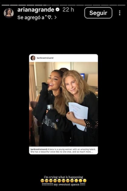 Ariana Grande, súper emocionada por las palabras de su idola