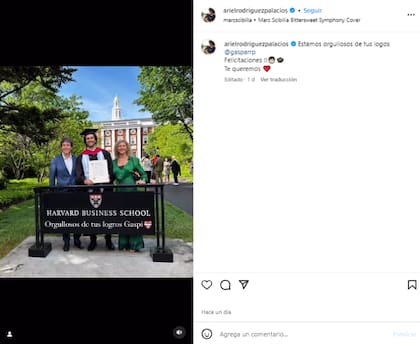 Ariel Rodríguez Palacios celebró la graduación de su hijo en la Universidad de Harvard (Foto: Instagram @arielrodriguezpalacios)