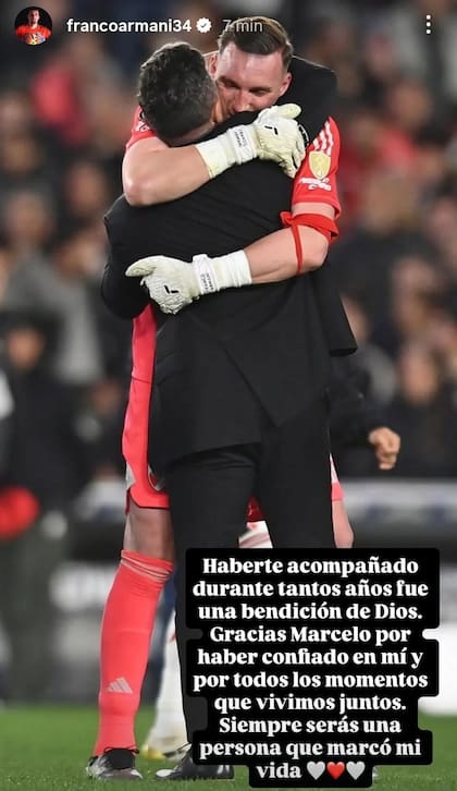 Armani mostró su agradecimiento con Gallardo en su cuenta de Instagram