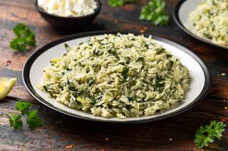 Arroz a la manteca con espinacas