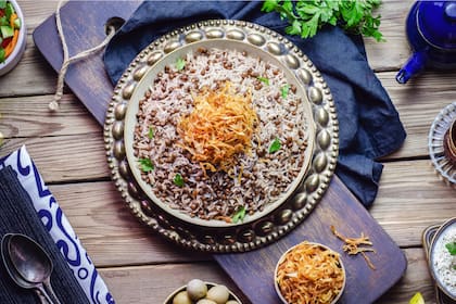Arroz con lentejas al estilo árabe, mujadara o emyedra