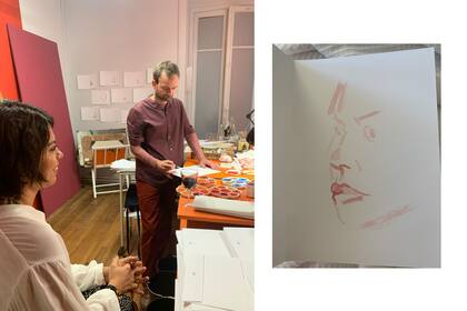 Artistas realizaban retratos de los invitados