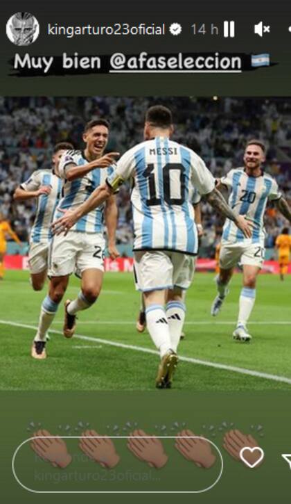 arturo vidal ; felicito a Leo Messi y a la seleccion argentina en su historia de instagram