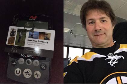 Asci se puso un traje de neopreno y se adentró en la playa con un detector de metales.