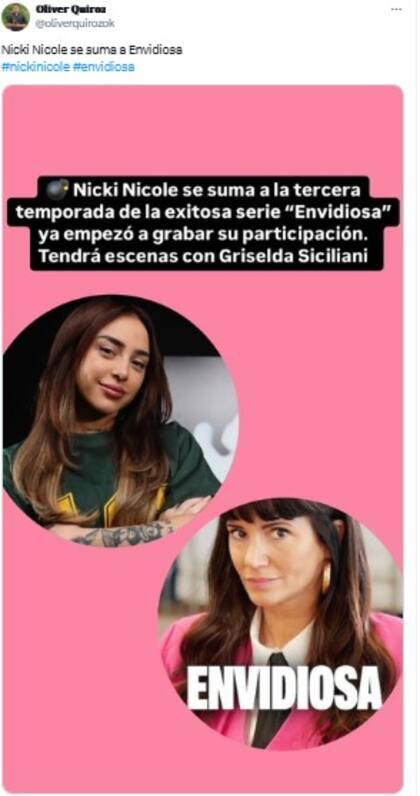 Aseguran que Nicki Nicole sería parte del elenco de Envidiosa 3