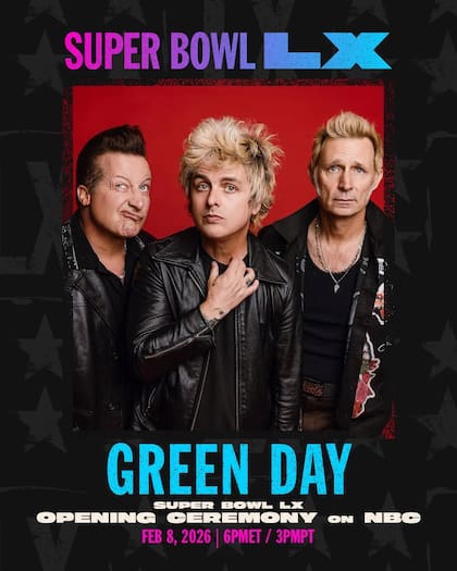 Así anuncia Green Day su participación en el Super Bowl LX (Instagram/@greenday)