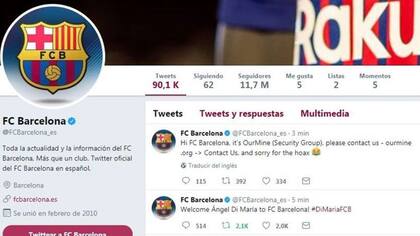 Así anunció la cuenta hackeada de Barcelona la llegada de Di María