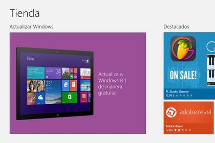Así aparece el aviso de actualización en la tienda de Windows