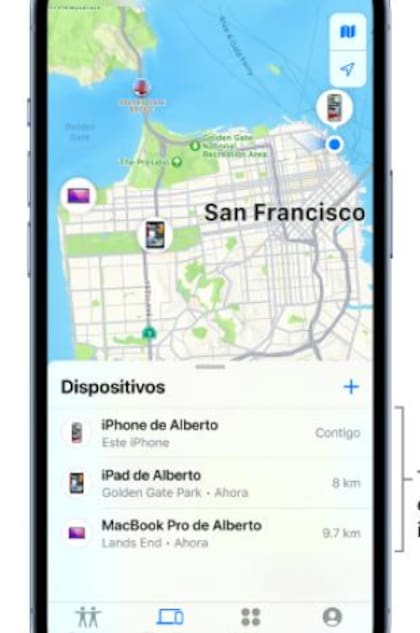 Así aparecen sus dispositivos conectados en la nube desde un iPhone (Foto: Apple)