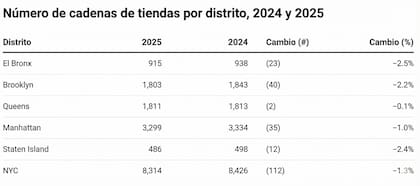 Así cambió la cantidad de tiendas de cadenas en Nueva York