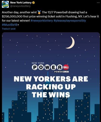 Así celebró la Lotería de Nueva York al ganador del premio mayor