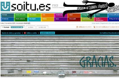 Así, con un toque de humor, se ve la página principal de Soitu luego del cierre