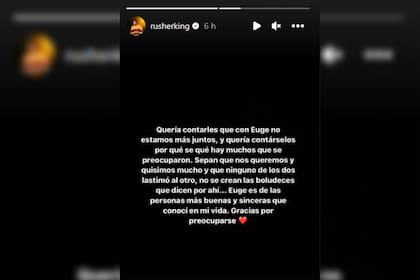 Así confirmó Rusherking su separación de la China Suárez (Captura Instagram @rusherking)