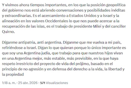 Así culmina el descargo que Ajmechet hizo en X