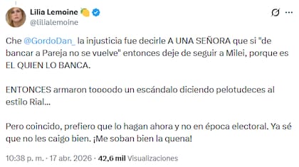 Así discutía Lemoine con el Gordo Dan en redes sociales el viernes por la noche