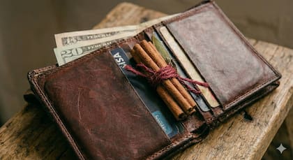 Así es el amuleto de canela en la billetera (imagen ilustrativa generada con IA)