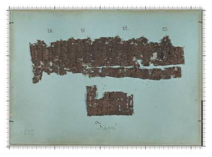 Así es la parte del papiro que relata dónde se enterró a Platón