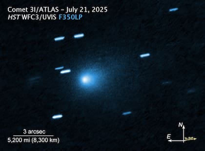 Así es la priemera imagen del cometa 3I/ATLAS tomada por el Telescopio espacial Hubble el 21 de julio de 2025 (Wikimedia Commons/NASA)