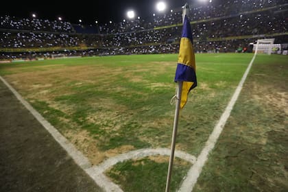 Así está el campo de juego de la Bombonera