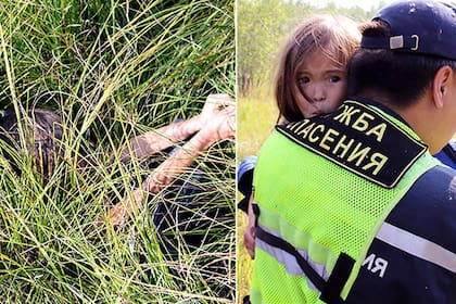 Así estaba Karina Chikitova cuando la encontraron, tras 12 días en el bosque: su perra creó un escondite para ella dentro de los matorrales para esconderla de los predadores