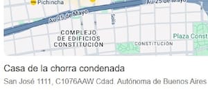 El domicilio de Cristina figuró por horas como “Casa de la chorra condenada" y luego cambió a “Puerta de Hierro”