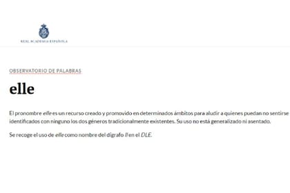 Así figuraba la entrada "elle" antes de ser removida