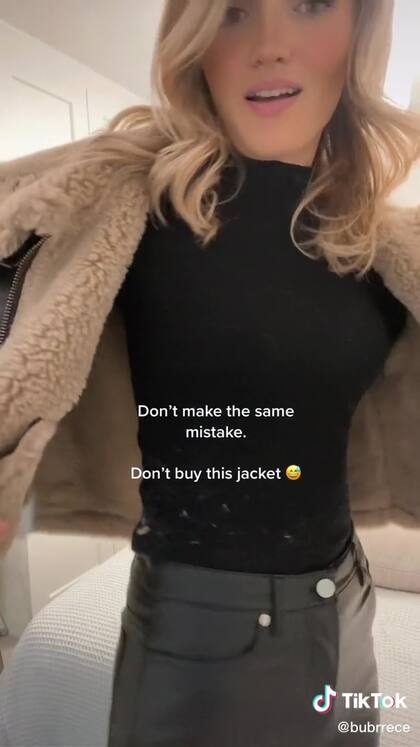 Así fue como quedó su campera nueva; el error era la pelusa