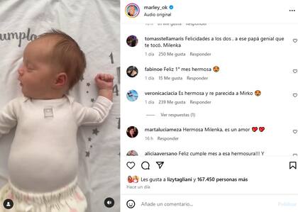 Así fue el posteo de Marley y la reacción de sus seguidores por el cumplemés de Milenka
