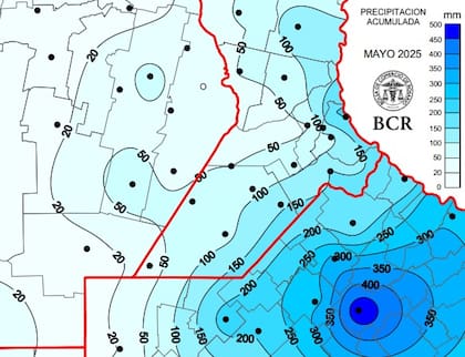 Así fue la distribución de lluvias en la zona agrícola núcleo durante mayo