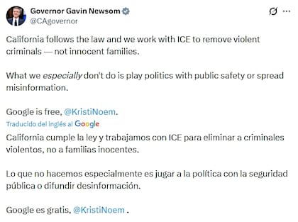 Así fue la respuesta de Gavin Newsom en redes sociales