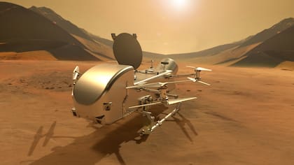 Así imagina la NASA a Dragonfly, el drone de 8 hélices que partirá rumbo a Titán, una de las lunas de Saturno, en 2028