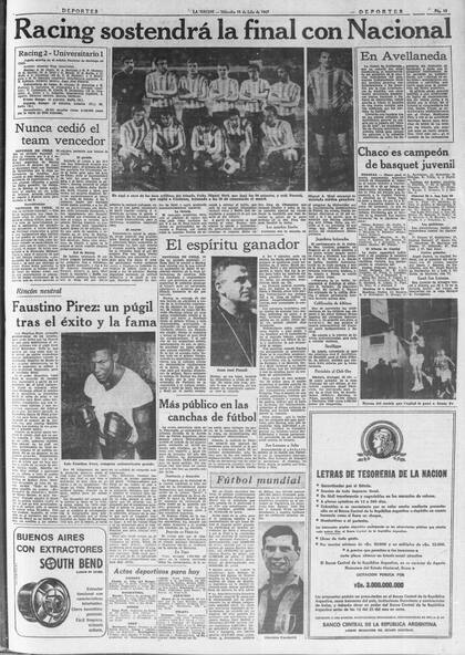 Así La NACION reflejó la clasificación de Racing para la final de la Copa Libertadores de 1967