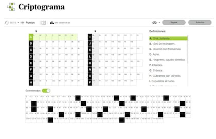 Así luce el Criptograma, que se actualizó con una renovada versión que suma funciones solicitadas por los jugadores de LN Juegos