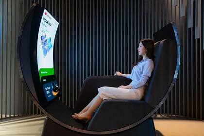 Así luce el Media Chair, un prototipo de home theatre personal que LG Display presentará en la feria CES 2022 de Las Vegas