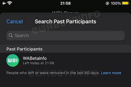 Así luce la función de prueba que permite ver quiénes fueron expulsados o se retiraron de un grupo de WhatsApp