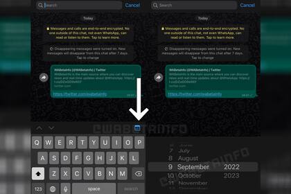 Así luce la herramienta para buscar mensajes por fecha de WhatsApp
